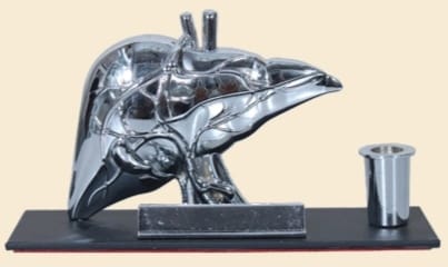 metal table top liver with steel small glass